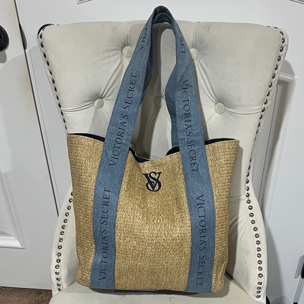 Victoria's Secret Beige and blue Jeans Tote